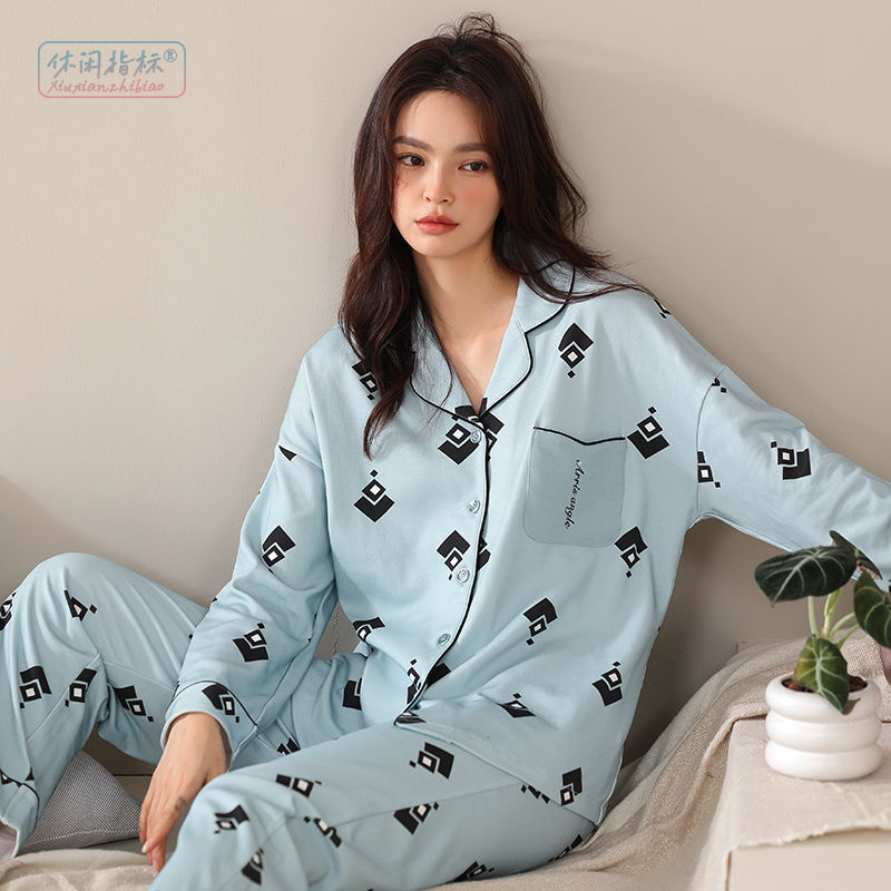 Primavera y otoño pijamas de algodón de las mujeres traje de manga larga 2022 nuevo algodón de las mujeres