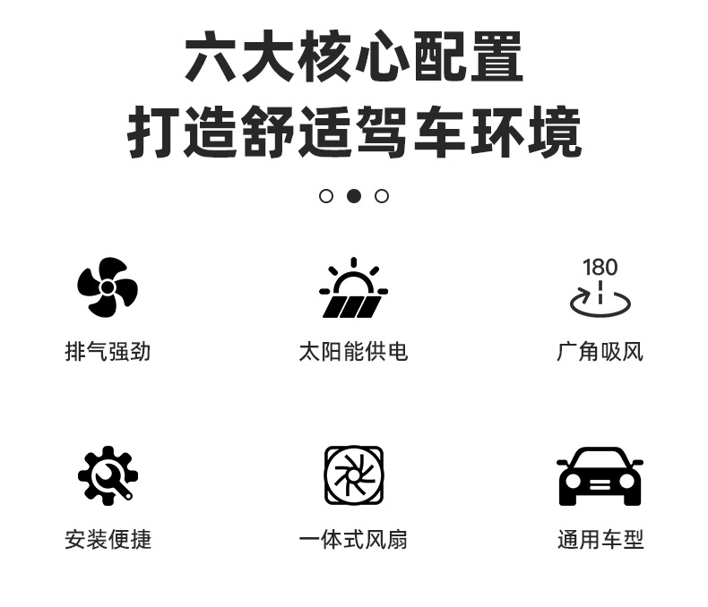 Summer Solar-Powered Dual-Head Car Exhaust Fan, Car Cooling Solar Ventilation Fan, Circulating Exhaust Air Fan