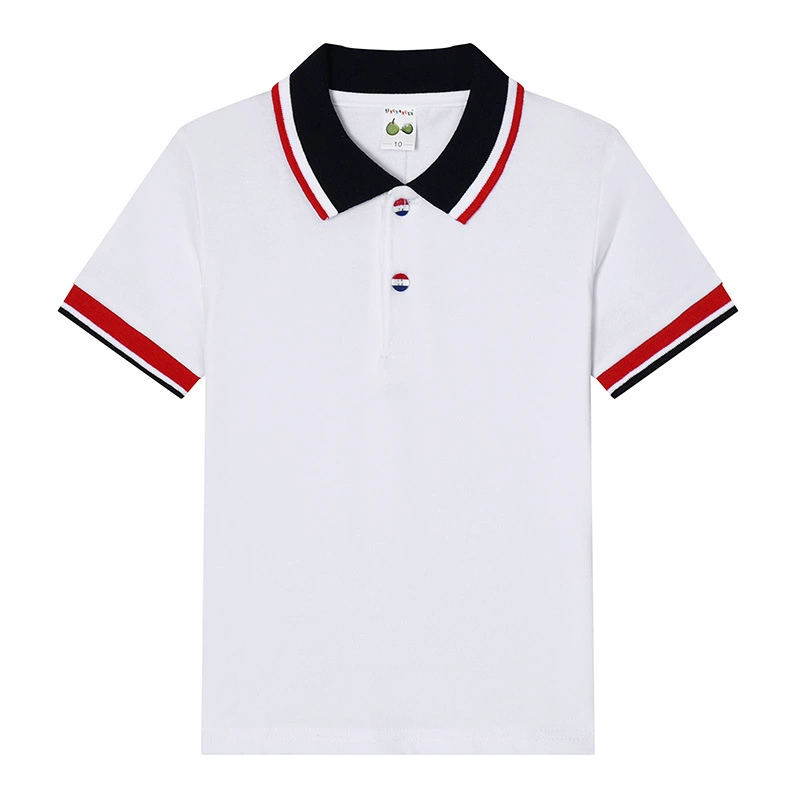 Летняя Детская футболка с короткими рукавами, Однотонная рубашка-поло с лацканами для мальчиков и девочек, классная форма с принтом для учеников начальной школы, школьная форма, набор логотипов
