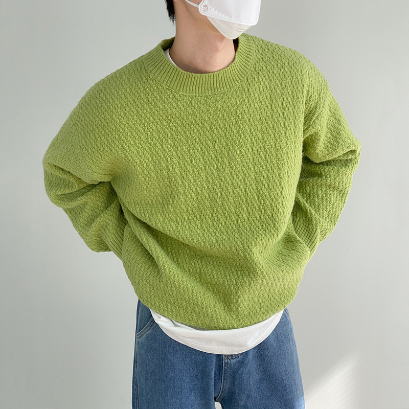 Crewneck Sweater Men's Autumn and Winter Thickened Casual Loose Vintage Base All-match Couple Pullover Knitted Sweater Jacket
