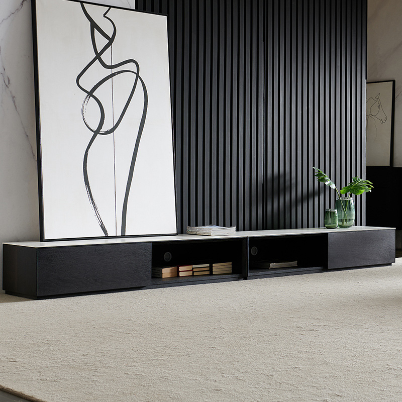 Laser Slate Solid Wood Tv Cabinet 2022 New Accessible Luxury High-End Simple Modern Small Apartment Floor Cabinet
