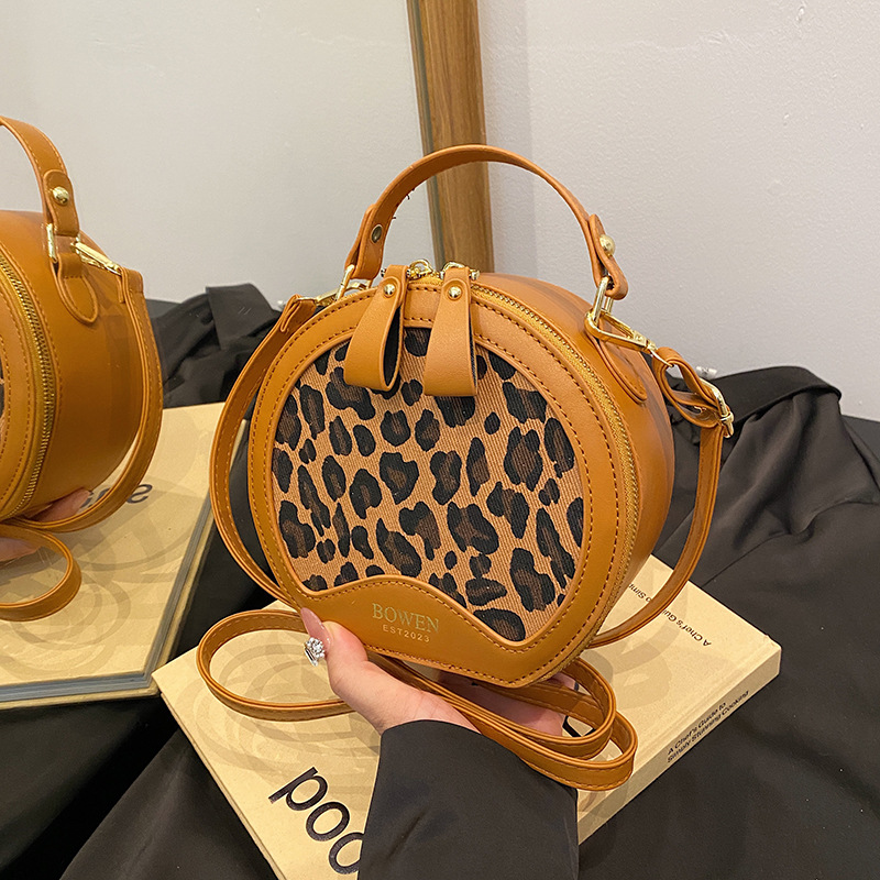 Women's 2024 popular niche fashion plaid crossbody texture handheld small round bag_voghion.com