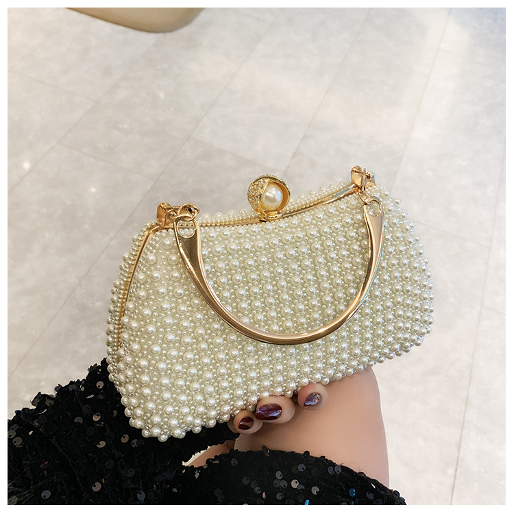 New pearl lady's handbag, banquet dress crossbody bag, elegant socialite dinner bag, high-end underarm bag wholesale undefined