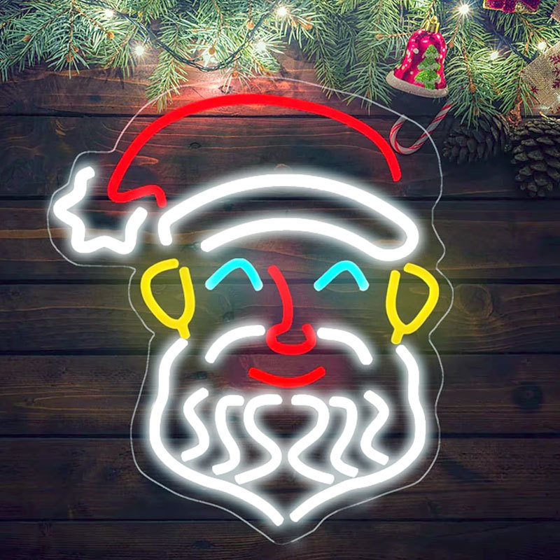 Santa Claus neon sign, Christmas LED wall decoration with USB power supply