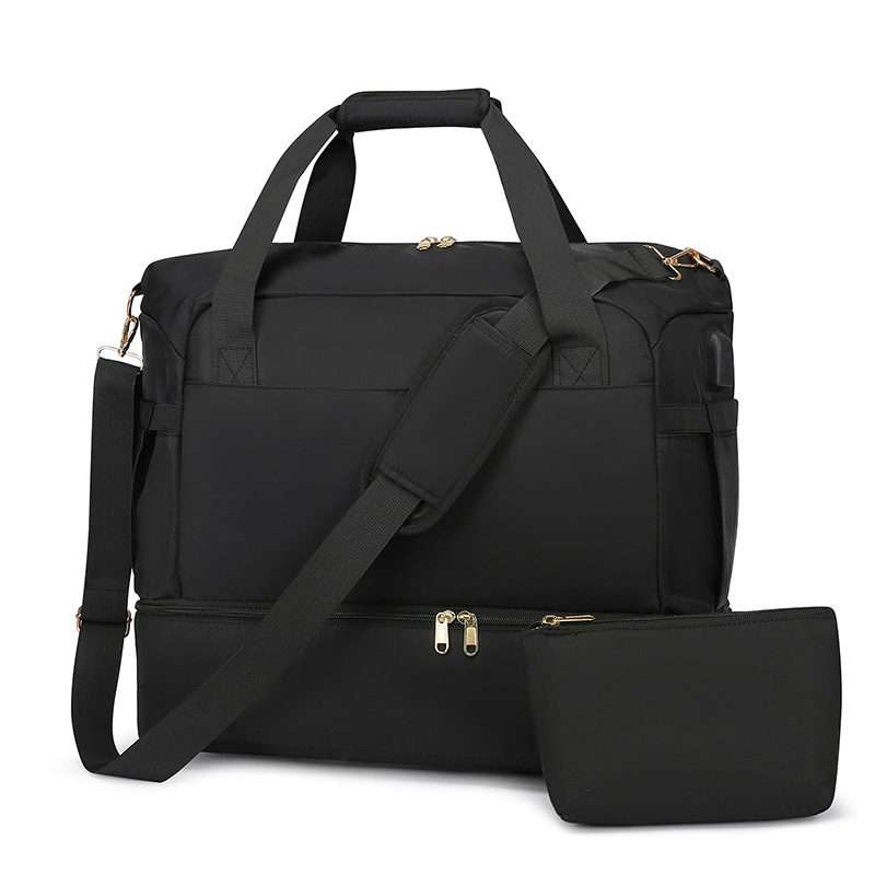 Bolsa de viaje inclinada de gran capacidad de almacenamiento de zapatos independiente separación seca y húmeda bolsa de equipaje gruesa tela de nylon bolsa madre mayorista