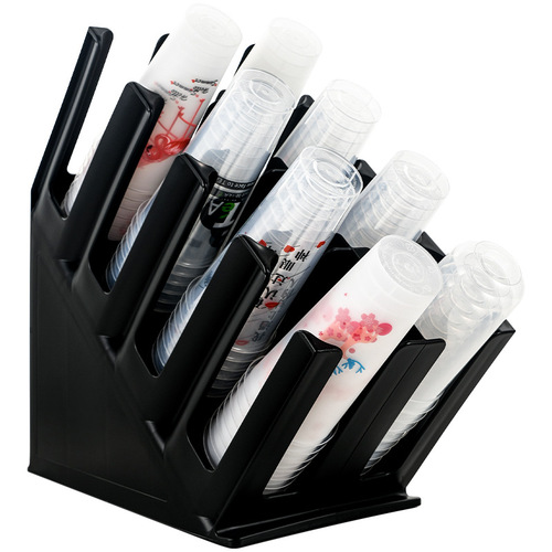 Oblique four-grid injection molded cup holder disposable coffee paper cup holder milk tea shop cup taker bar cup storage rack