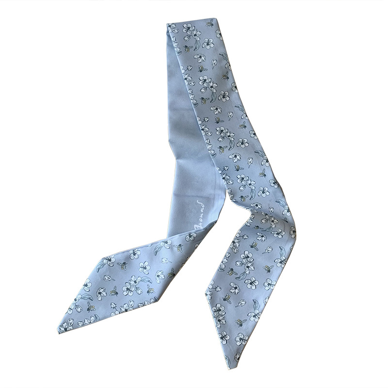 Bufandas de seda para mujeres de verano nuevo bufandas de moda flores y hierbas toallas de muñeca bolsas largas cinta cinturón atar cabello flotante