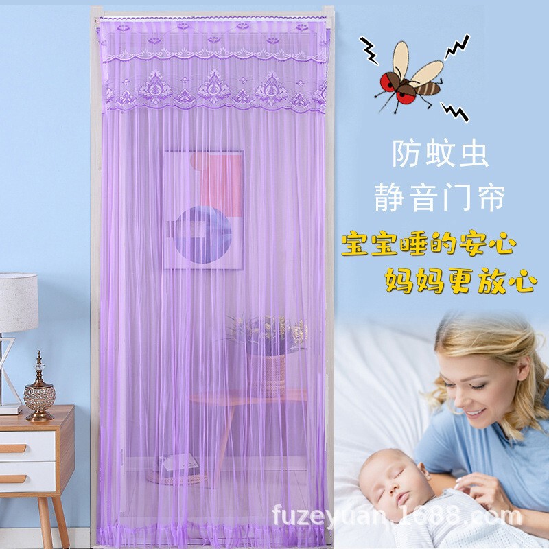 New Chinese-Style Pastoral Four-Season Home Lace Anti-Mosquito and Fly Bedroom Double-Layer Screen Door Curtain Fabric Decoration Without Punching Partition New Chinese-Style Pastoral Four-Season Home Lace Anti-Mosquito and Fly Bedroom Double-Layer Screen Door Curtain Fabric Decoration Without Punching Partition