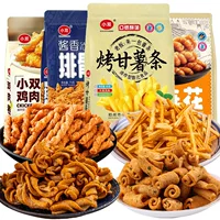 Жареный картофель фри из сладкого картофеля, twisted pork ribs, хрустящие куриные рулеты, Internet celebrity puffed snacks, childhood nostalgia