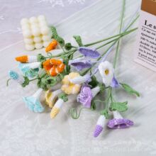 花束手工编织牵牛花成品棉线手编花朵毛线钩花手工仿真毛线针织花