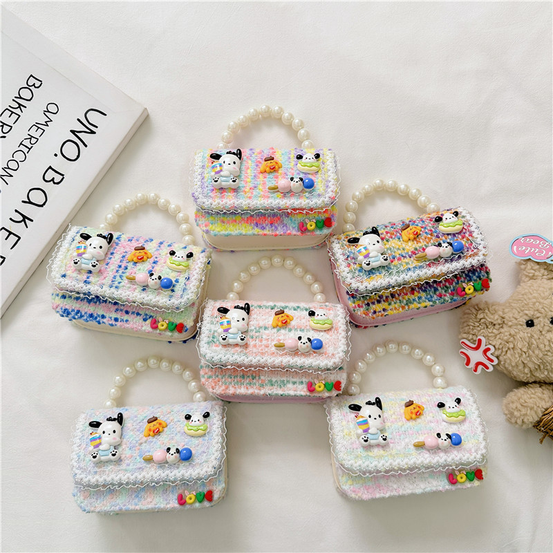 Moda Chanel estilo del todo-fósforo de los niños bolsa de moda de las mujeres de la Tela Escocesa pequeña bolsa cuadrada simple de dibujos animados bebé accesorios bolso bolsa