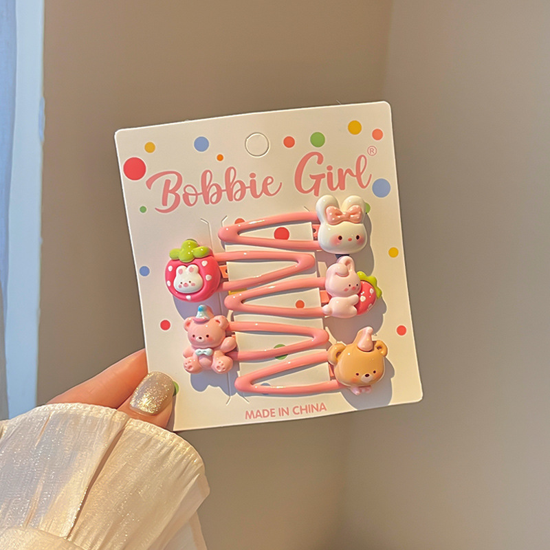 F8714-9# strawberry rabbit bb clip five-piece set