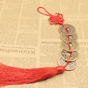 4.2 Five Emperors Money Pendant Real Copper Decoration Car Interior Car Hanging Ornament Chinese Knot Copper Coin Pure Copper for Street Vending