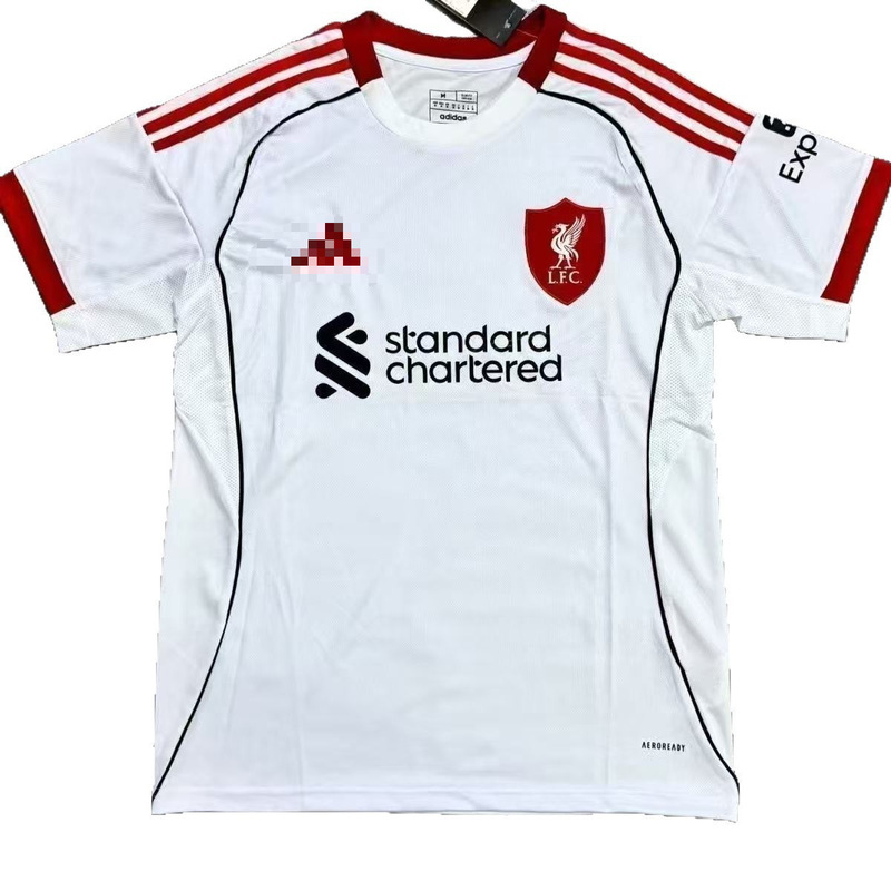 2025 Summer New 3D Printed Liverpool Jersey Short-Sleeved Breathable T-Shirt White Pink Emerald Green