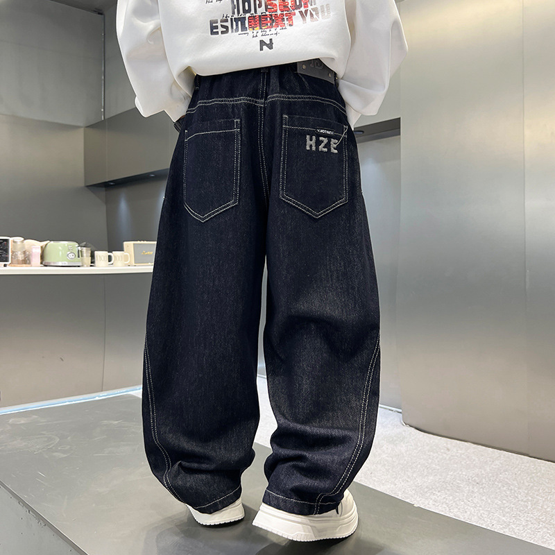 儿童装男童秋装裤子2025新款春秋款长裤中大童男孩秋季休闲牛仔裤|undefined