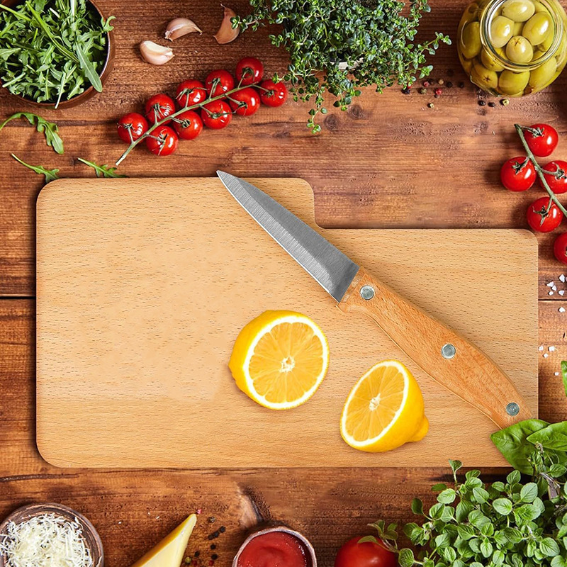 Tabla de corte de madera multifuncional con cuchillo tabla de verduras casera multifuncional de frutas y verduras conveniente bandeja de pizza de filete