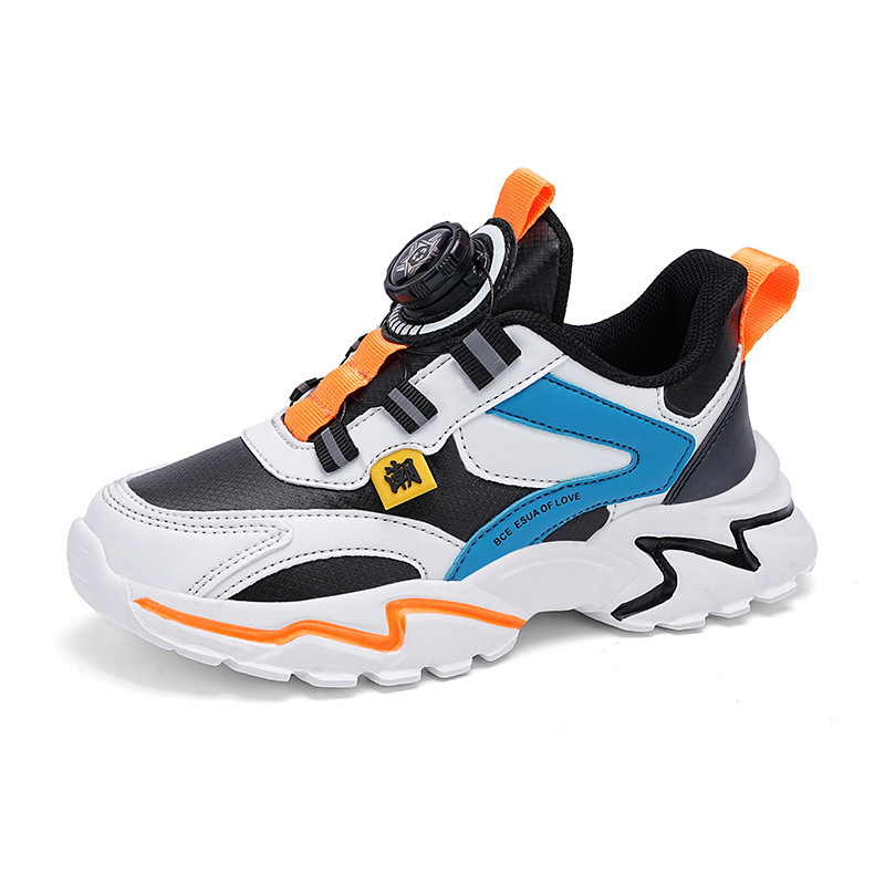 Zapatos para niños 2024 primavera malla transpirable nuevo estilo zapatos deportivos para niños medianos y grandes zapatos deportivos para niños con hebilla giratoria para niños marea