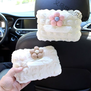 Cute car-mounted tissue box, hanging tissue box set for sun visor, armrest box, car seat tissue hanging bag for women