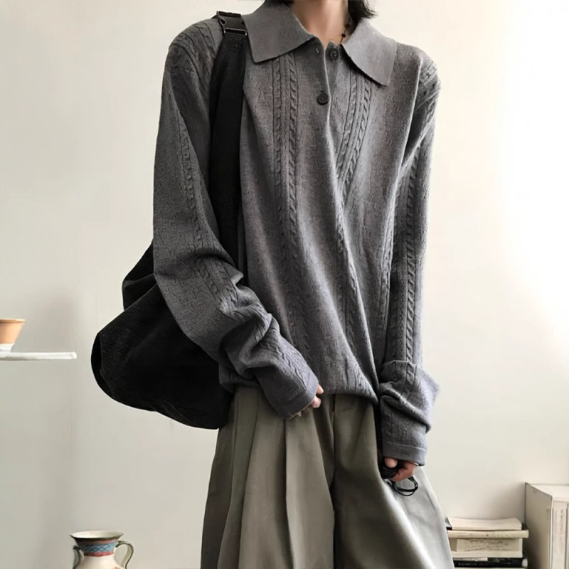 麦穗提花针织polo衫男款秋季老钱风穿搭cleanfit翻领条纹毛衣卫衣|undefined