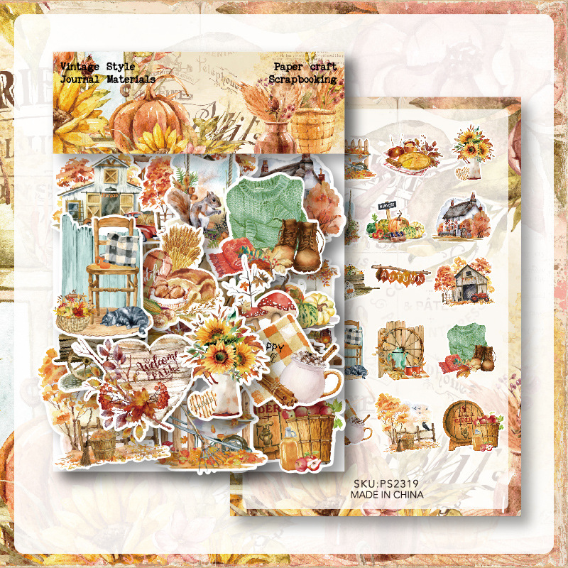 6 Venta caliente transfronteriza 40 piezas con etiqueta adhesiva bolsa de papel artístico estilo retro diario material bolsa material etiqueta