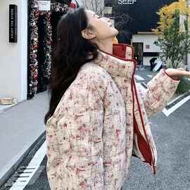 红色小香风羽绒服女冬季感减龄漂亮洋气白鸭绒短外套流行透气宽松