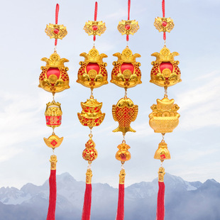 New Golden Silk Pocket Small Pendant Spring Festival New Year Festive housewarming Decoration Living Room Plant Large Pendant Gold