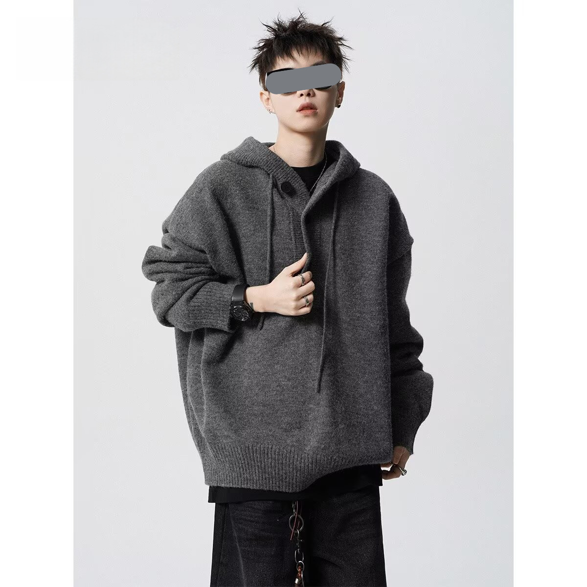 Inspired Oversized Hooded Sweater – Minimalist Unisex Knit Pullover (M-3XL, Soft & Warm Casual Wear For Men & Women)​_viptrois.com