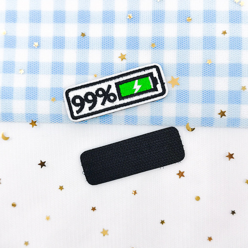 Trendy brand clothing embroidery stickers, personalized shoes and hats decoration with Velcro cloth stickers, 99% 1% battery embroidery stickers