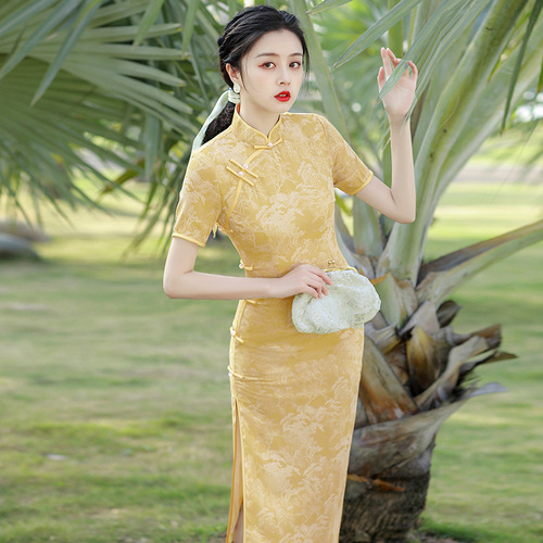 Chinese Dress retro cheongsam dress for women girls  the new type of modified young temperament jacquard qipao dress