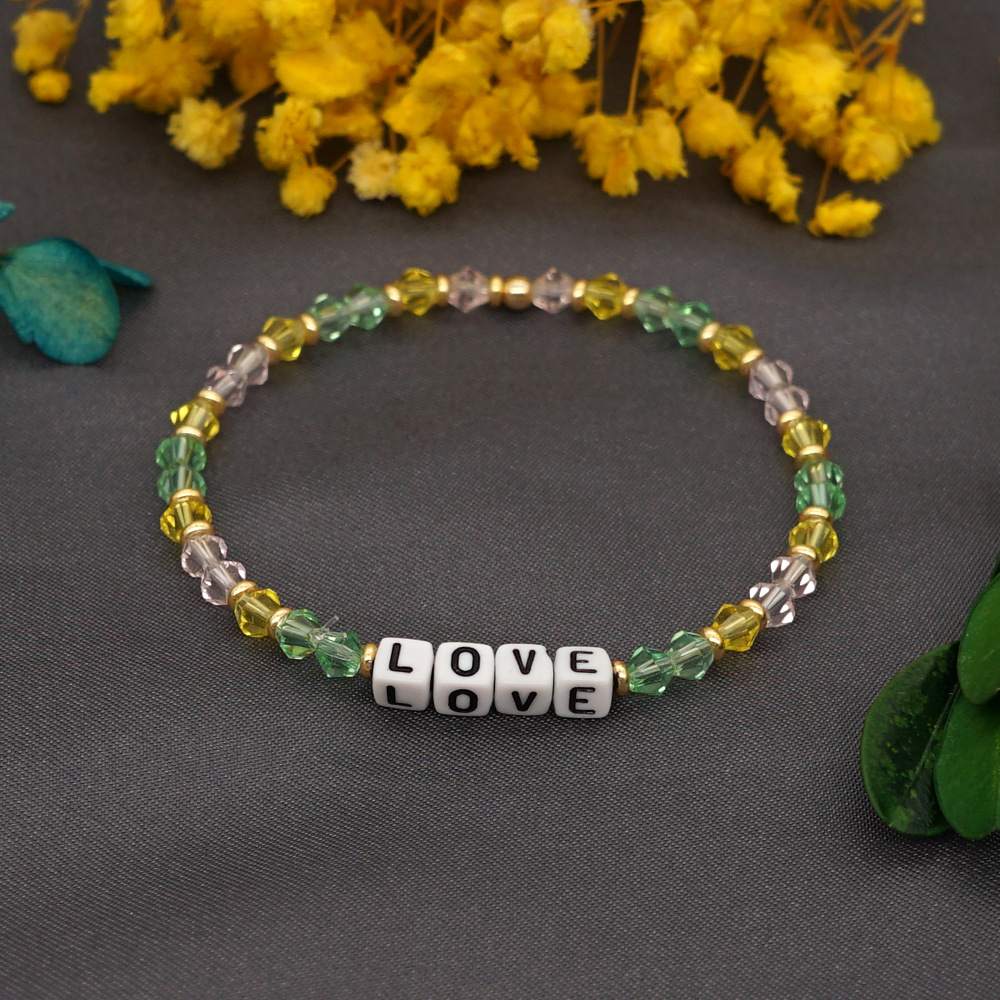 simple Love crystal beads handmade elastic braceletpicture5