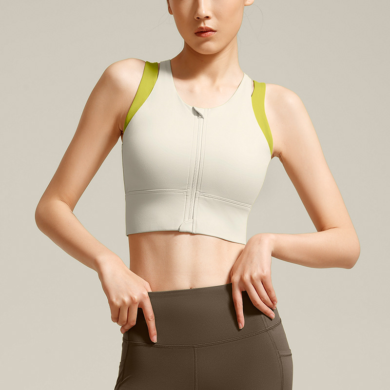 Front Zipper Large Size Sports Vest Women's High-Intensity Outer Wear Secondary Breast Bra Running Fitness Anti-Vibration Underwear