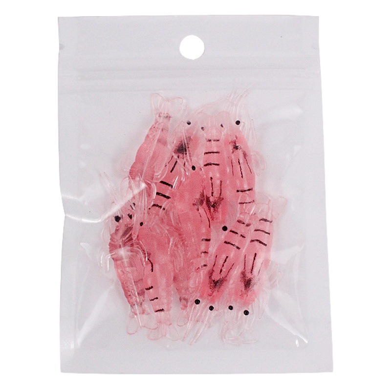 Wholesale Bionic Luminous Fake Shrimp Lure 4cm with Hook Smell Soft Shrimp Fake Bait Luya Cocked Mouth Bait