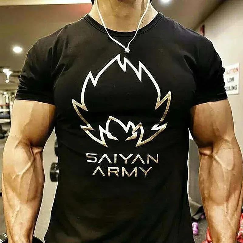 New Gym Fitness T-shirt Summer Oversized Cotton T Shirt Musc