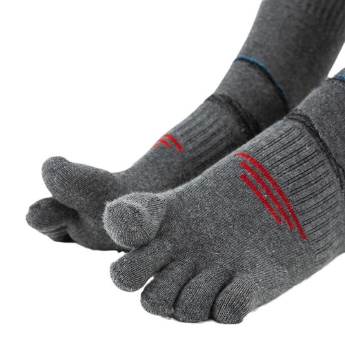 Men's Five-Finger Cotton Anti-Odor Four-Season Anatomical Toe Socks with Breathable Full Cotton Sweat Absorbent Five-Toe Sports Socks