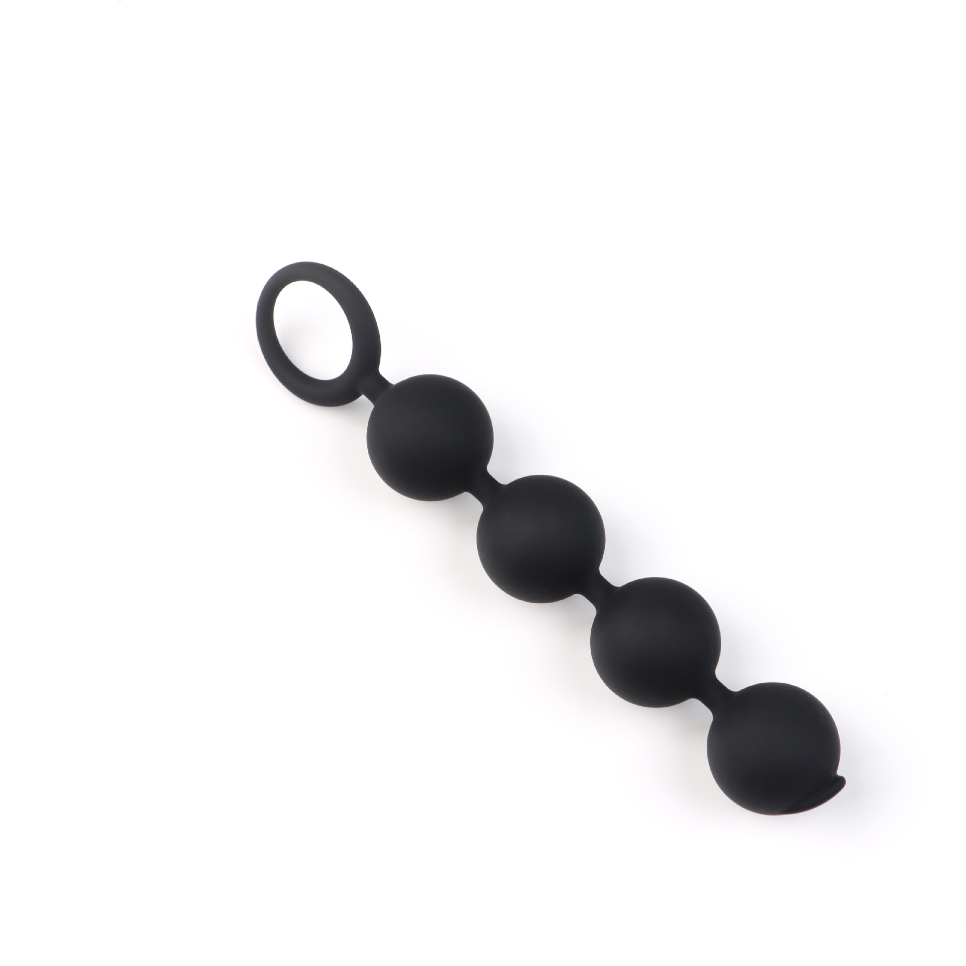 Silicone Anal Plug with Pull Beads, Manual Handle Control, Black Prostate Massage Toy for Men — detail image 8