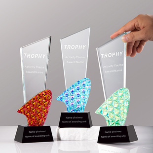 Crystal Trophy Design and Production of New Honor Competition Team Engraving Award Commemorative Sales Champion Colorful Trophy Wholesale