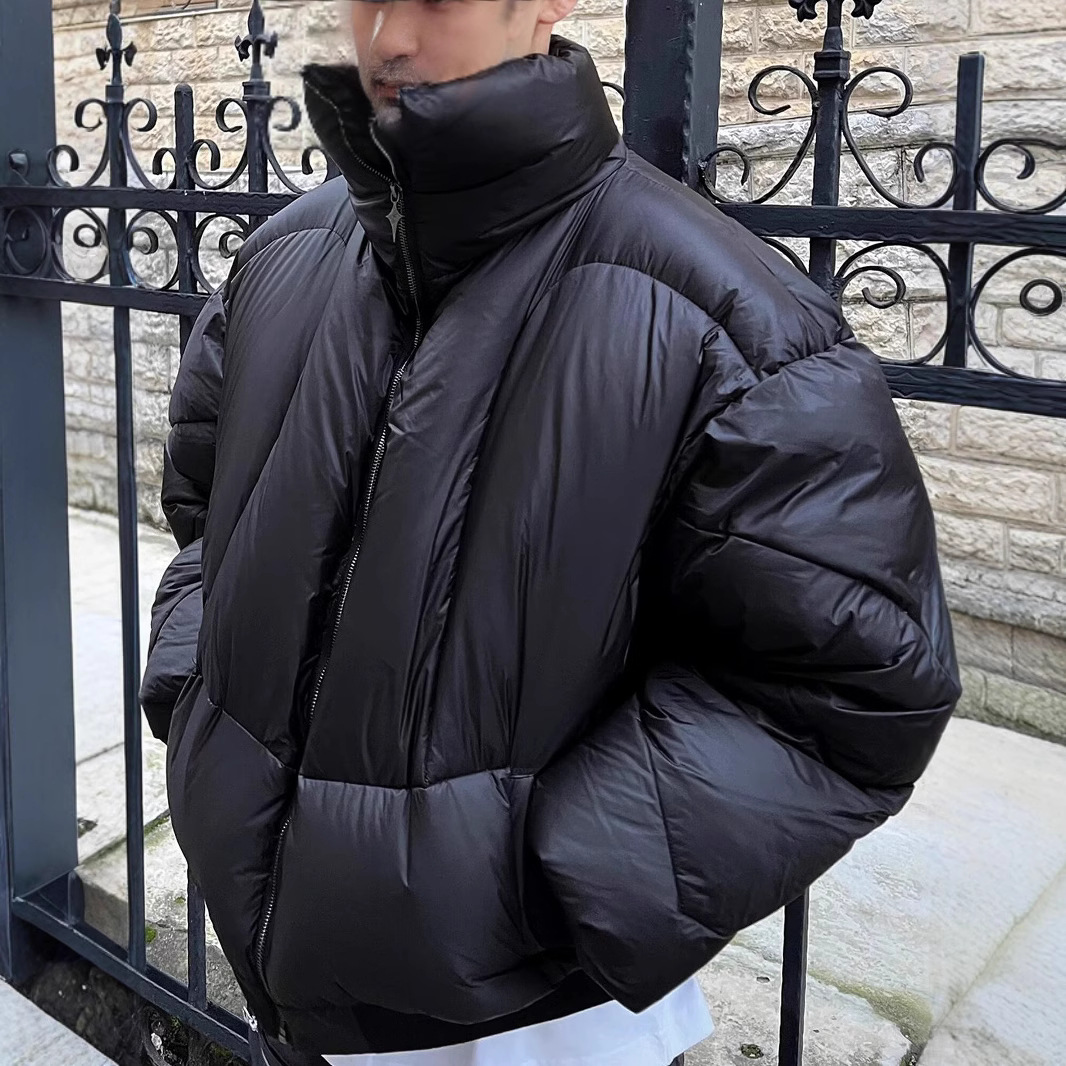 미국 스타일 하이 스트리트 클렌핏 다운 코튼 패딩 코트 남성용 겨울 두꺼운 빵 세트 틈새 짧은 칼라 코튼 패딩 코트 재킷