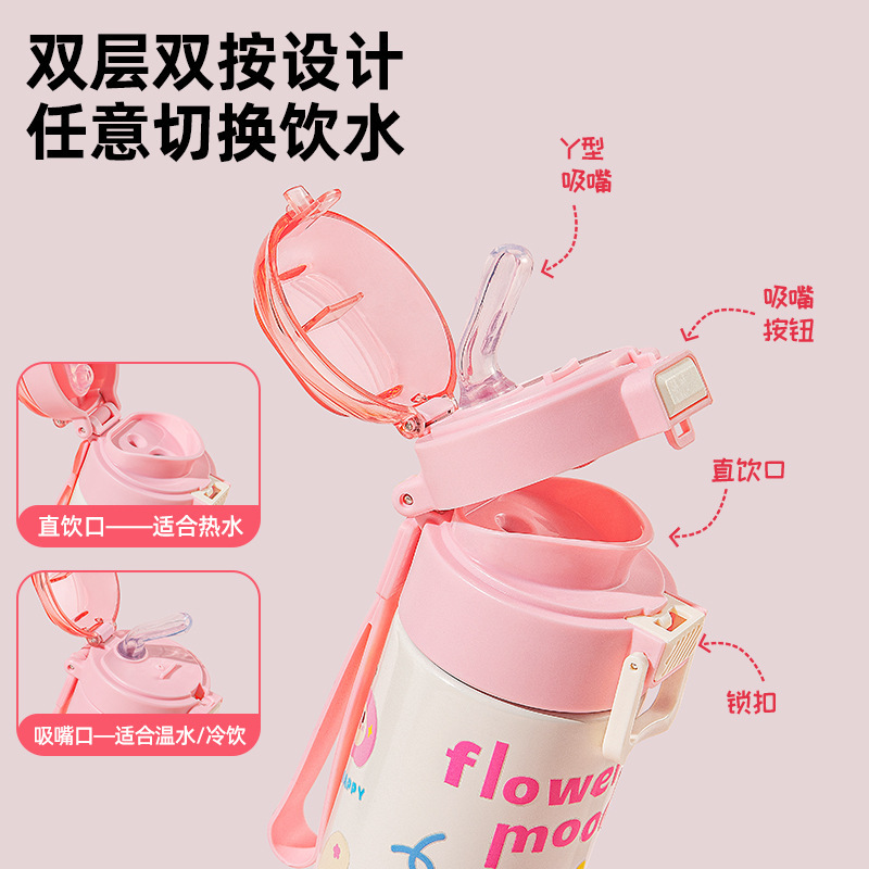 希乐保温杯女生2025新款高颜值水杯男学生上学专用儿童吸管杯子|undefined
