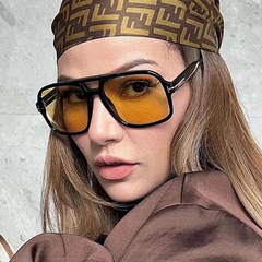 Brown Double Bridge Sunglasses for Men - 2024 New Model Sunglasses, European and American, Instagram Influencer Style, Crocodile-Shaped Aviator Sunglasses