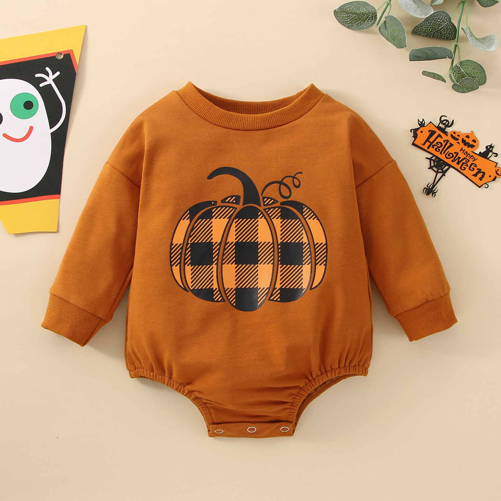 Halloween Fashion Pumpkin Cotton Blend Baby Rompers display picture 1