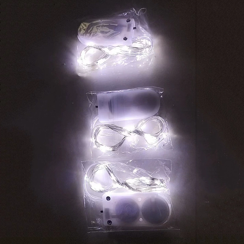 LED copper wire string lights, battery-powered (LR44/2032), waterproof, multi-length & color modes