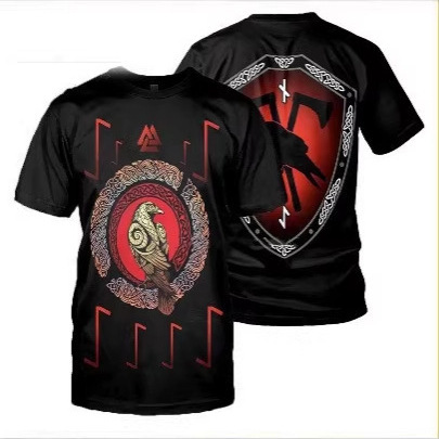 Retro 3D Digital Print T-Shirt, Exotic Style, Round Neck, Short Sleeves, Trendy and Unique Men's Loose Fit Retro 3D Digital Print T-Shirt, Exotic Style, Round Neck, Short Sleeves, Trendy and Unique Men's Loose Fit