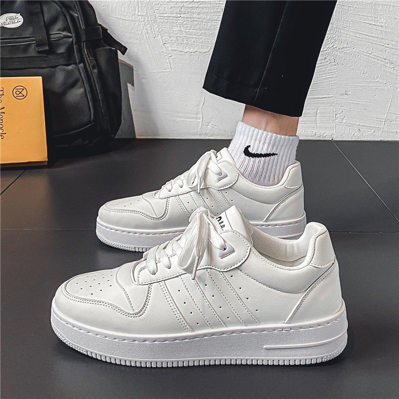 Zapatillas de deporte para hombres otoño nuevo cuero transpirable deportes zapatos casuales zapatos blancos de moda a juego para adolescentes y estudiantes