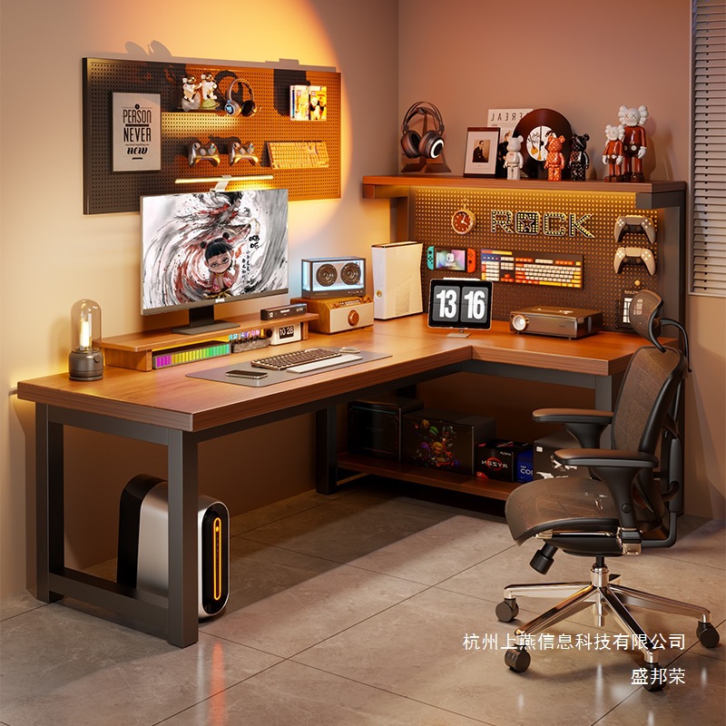 Factory Direct Sales Corner Computer Table Bedroom Home Desktop Desk Bookshelf Integrated Double E-Sports Table