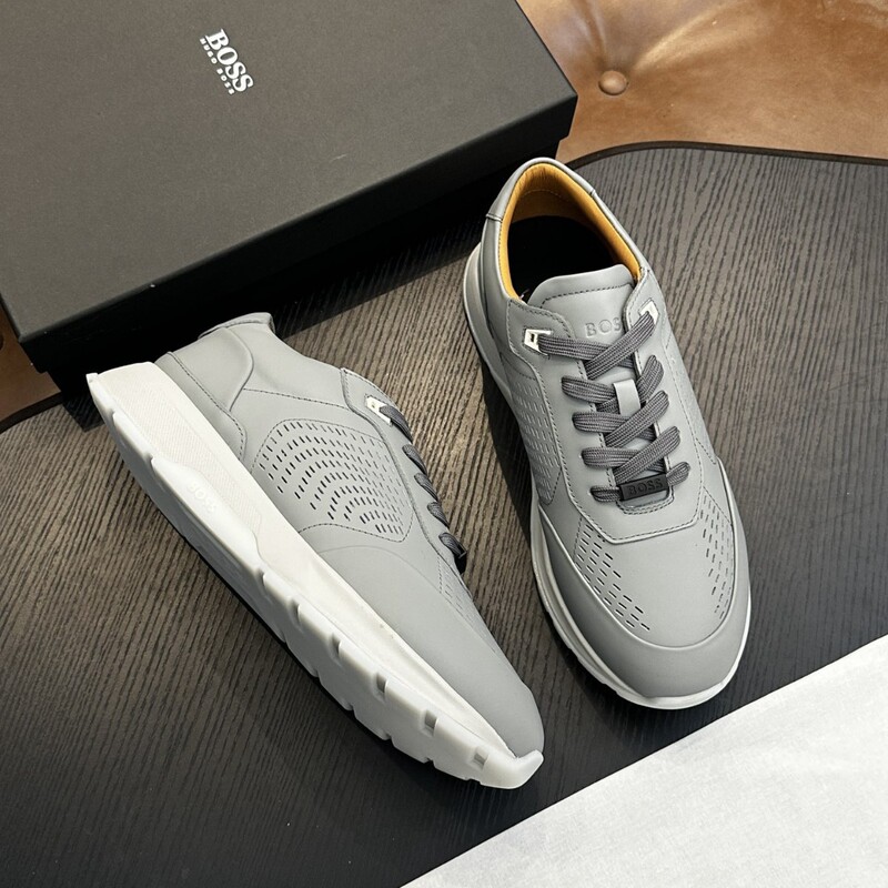 Cross-Border Boss High-End Men's Leather Sports Shoes, First-Layer Cowhide, Accessible Luxury and Comfortable New Fashion Simple Sports Shoes
