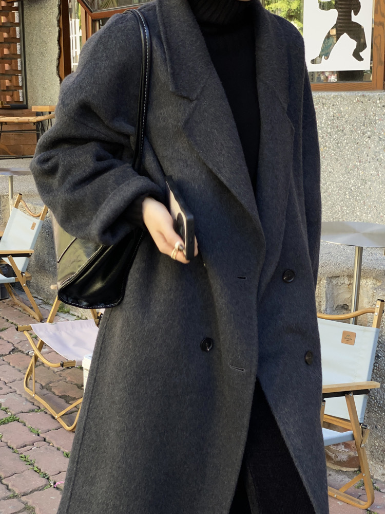 蘇力羊ラクダ美ラード高級感両面カシミヤコート女性24秋冬新作厚手ウールコート