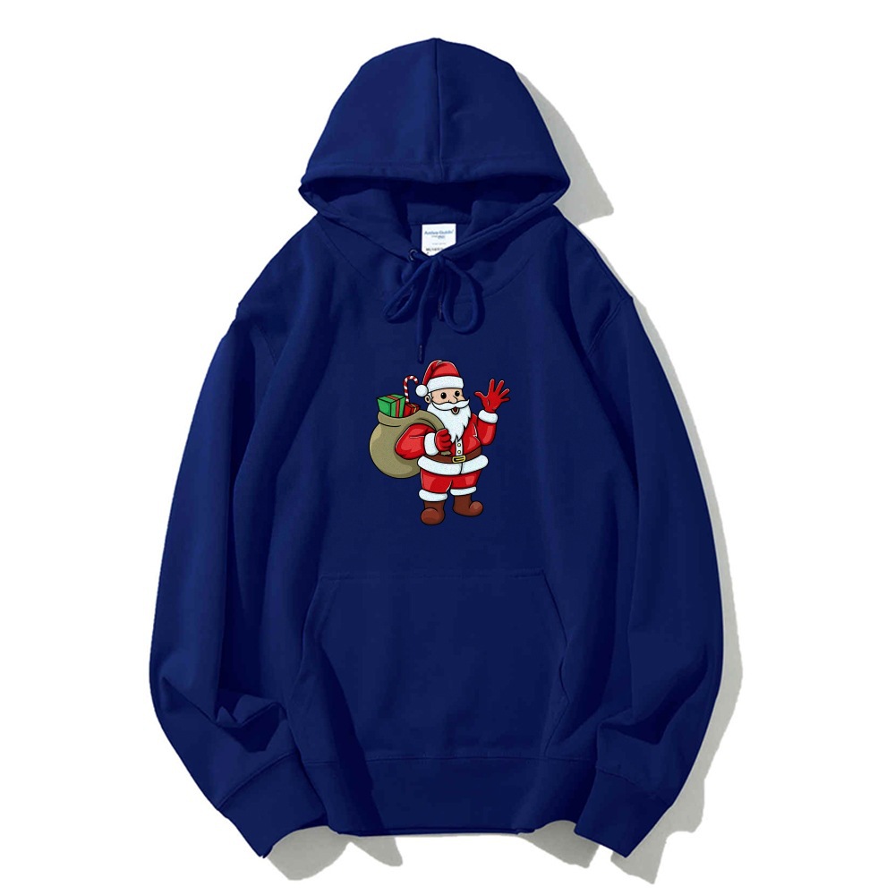 Jolly Claus Cartoon Print Unisex Women's Hoodie