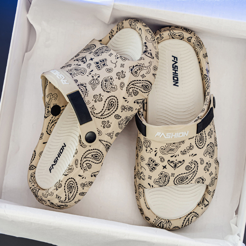 Pantuflas antideslizantes para hombre verano talla grande 47 ropa exterior impresión EVA para hombre pisando mierda sandalias y pantuflas deportivas para hombre