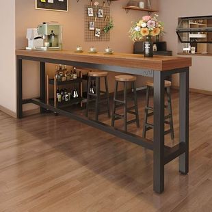 Bar Table, Long Table, Solid Wood Home Balcony Leisure Small Bar Table, High-Legged Table, Solid Wood Bar Cabinet, Light Luxury and High-End Feel
