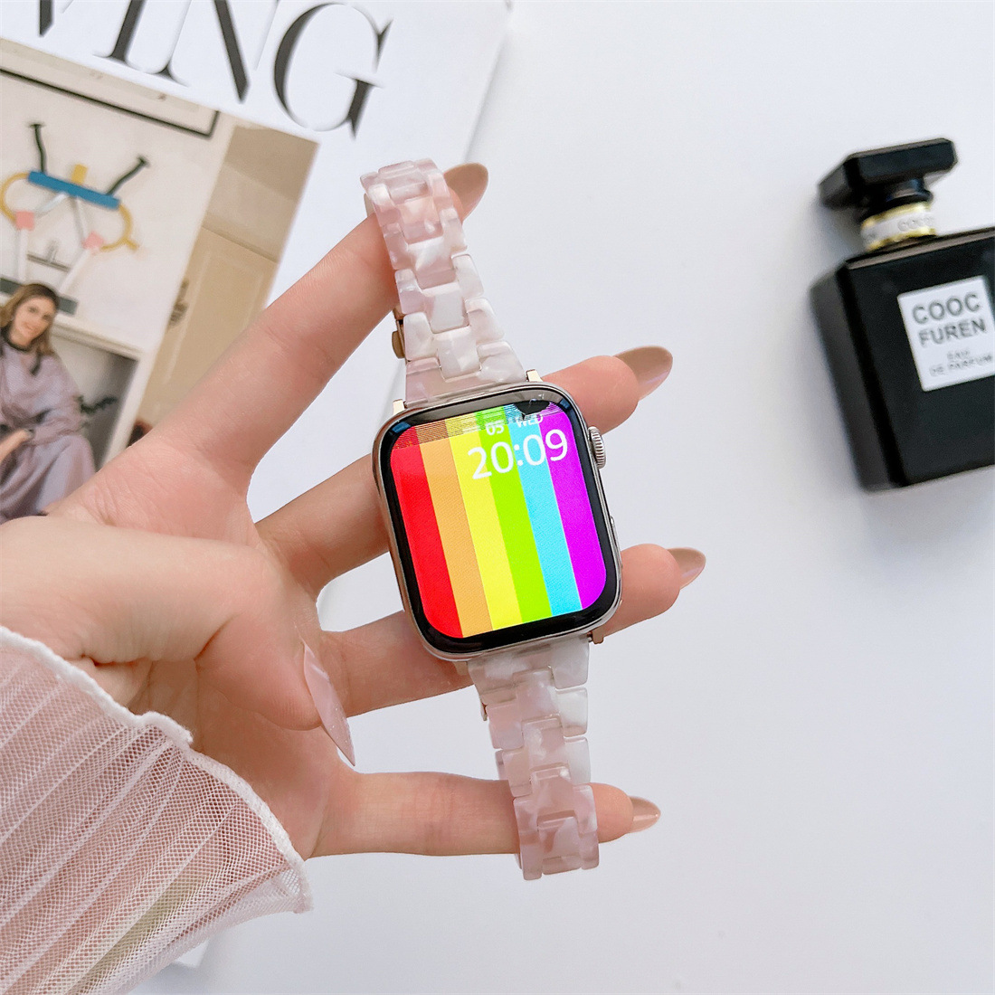 40g Weight Apple watch watchband Classification Resin Material Multicolor, Solid Color Pattern Casual, Retro Style Casual Retro Multicolor Solid Color Apple Watch Watchband 7